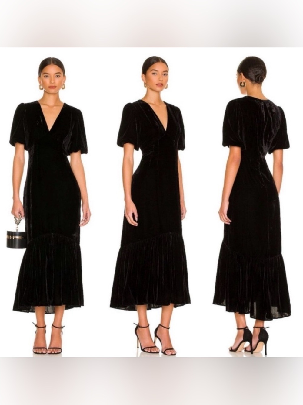 Rhode Ester Black Velvet Dress, Size 2